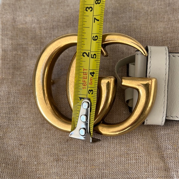 AUTHENTIC Gucci GG Marmont Wide Belt White Ivory Leather main image 6
